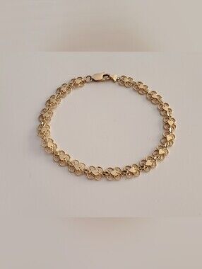Vtg. 10k Yellow Gold Clover Heart Bracelet